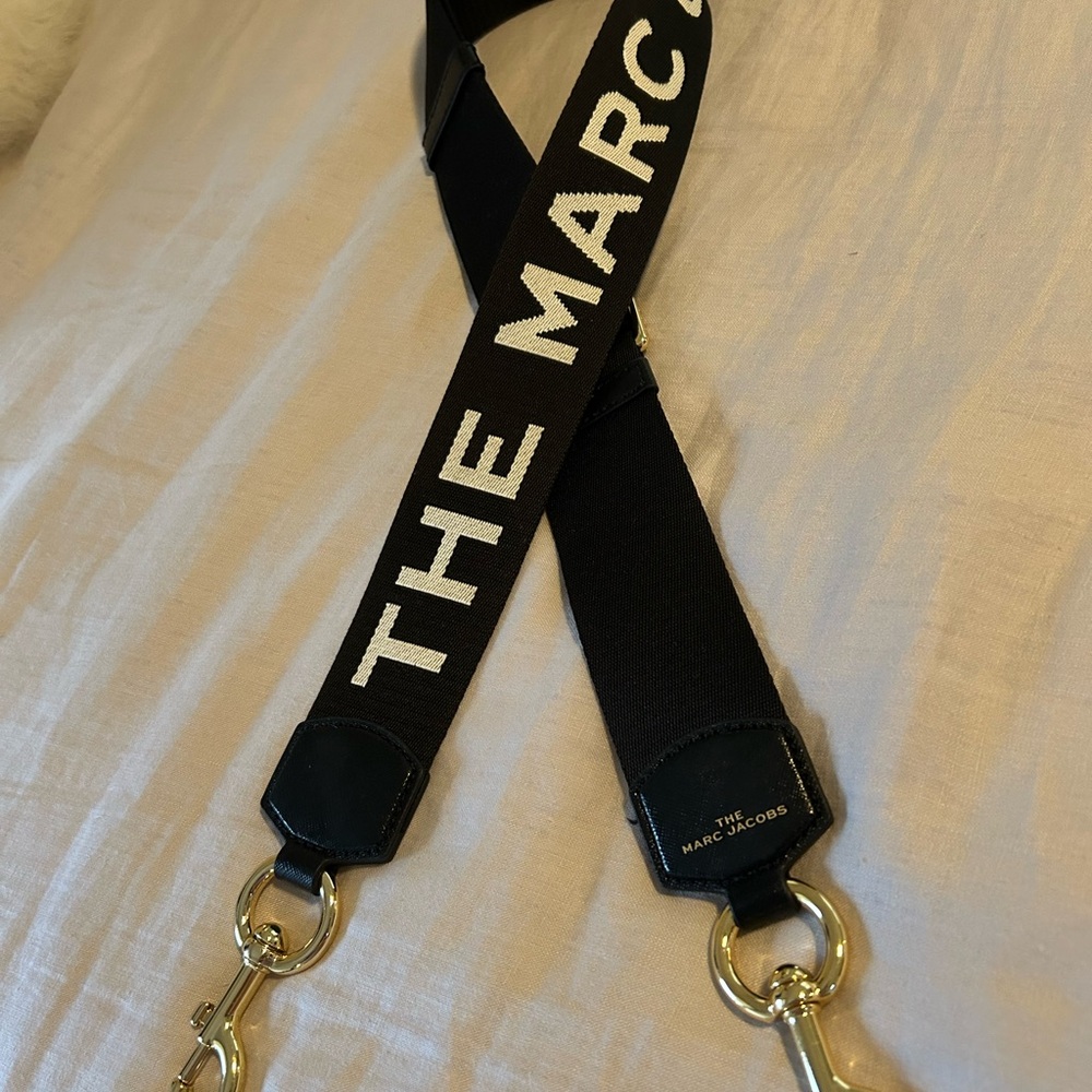 Marc Jacobs Black and Gold Logo Strap